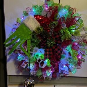 Festive Green and Red Holiday Wreath